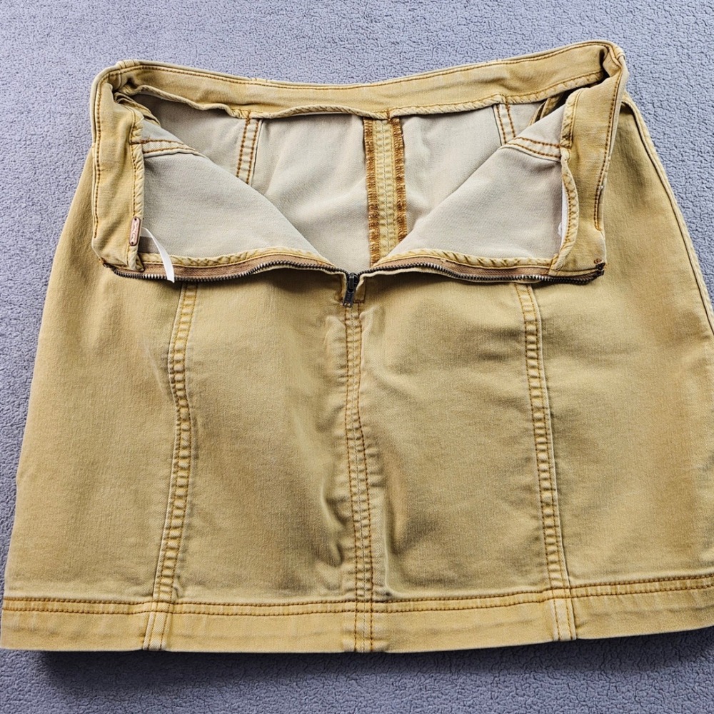 Free People Mini Skirt Womens 8 Khaki Denim Modern Femme Super Stretchy Back Zip - Picture 11 of 12